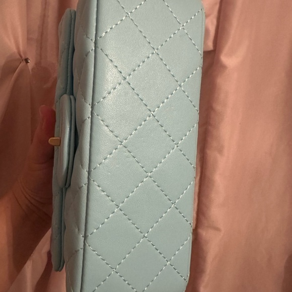 Tiffany & Fred Paris blue and gold leather bag purse quilted chain ball - Picture 13 of 15